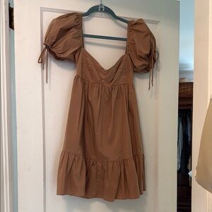 Olivaceous Brown Ruffled Tiered Mini Sundress